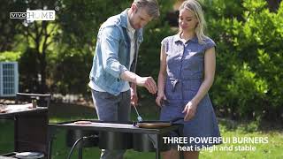 Outdoor 3-Burner Stove Cooker for Camping Cookout