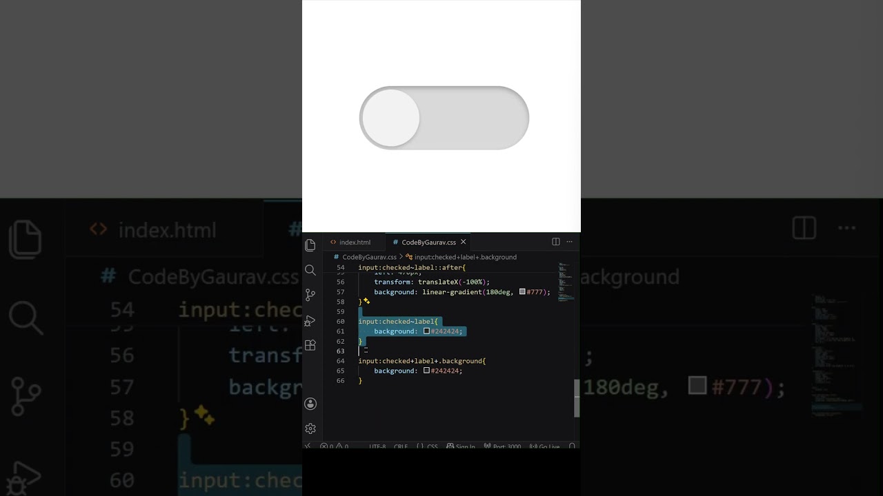 Dark & Light Mode Toggle 🌙☀️ | HTML CSS JavaScript #shorts #html #css #uidesign