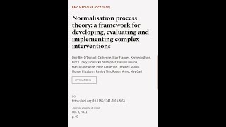 Normalisation process theory: a framework for developing, evaluating and implementing... | RTCL.TV