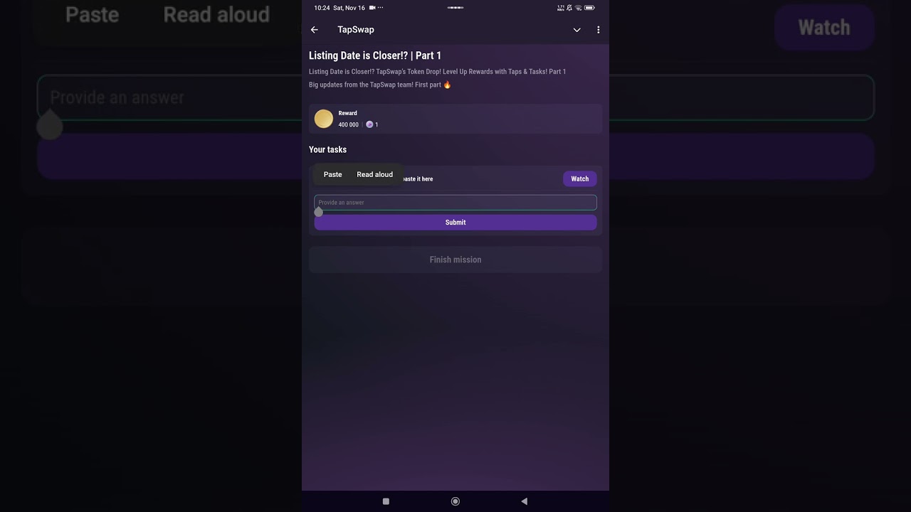 Listing Date is Closer!? | Part 1 Tap swap code