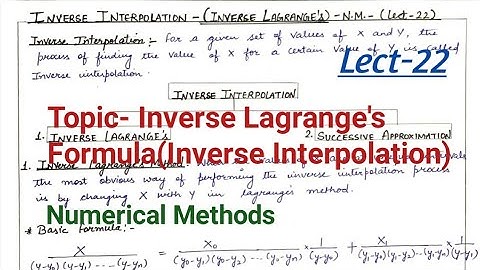 Inverse Lagrange