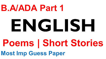 Ba Ada Part 1 ENGLISH Most Important Poems And Short Stories pu uos bzu iub gcuf uog ba ada guess