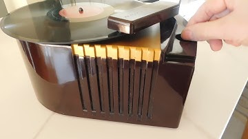 RCA 78 RPM record player, bakelite case.  playing a 78 RPM record