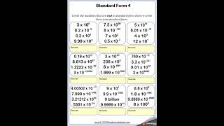 Maths Worksheets Standard Form