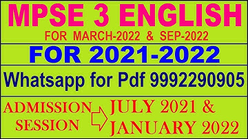 MPSE 3 Solved Assignment 2021-22 in English Pdf @40rs 9992290905.