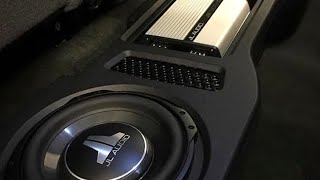 JL two 10TW3 shallow mount subwoofers in a JL Stealthbox Toyota Tundra pounding.