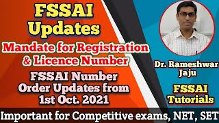 FSSAI New Updates | FSSAI Registration and License Number | FSSAI | Rameshwar Jaju | FSSAI Tutorials