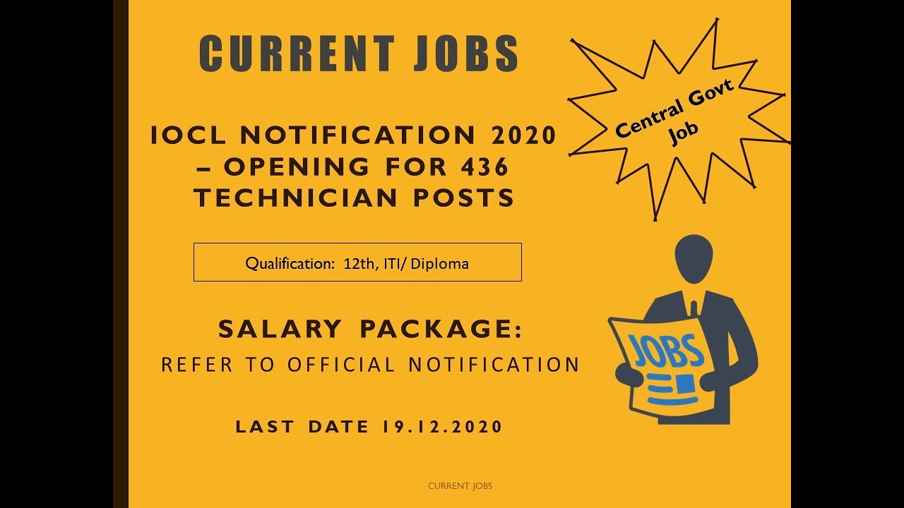 IOCL Notification 2020 – Opening for 436 Technician Posts