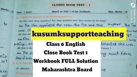 6th std english closed book test 1/ Chapter-wise Workbook Solution | Maharashtra Board 2025