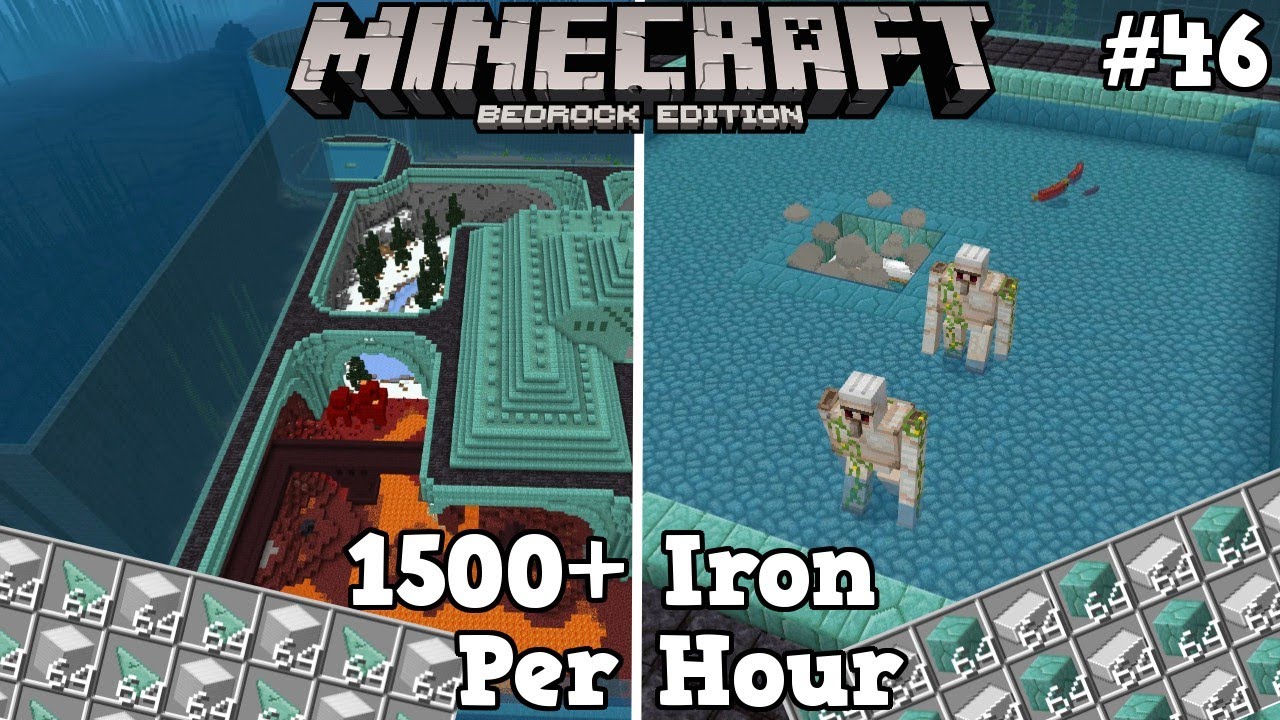Quad Iron Farm [1500+ Iron per Hour] Minecraft Let's Play 46