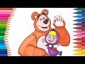 Masha y el oso parte 4  juego de pintar paso a paso  manos pequeas dibujos para colorear