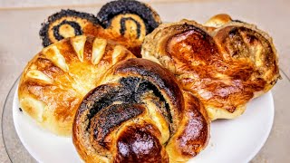 картинка: Сдобные БУЛОЧКИ, как ПУХ. Ореховая и маковая начинка, цыганка готовит.