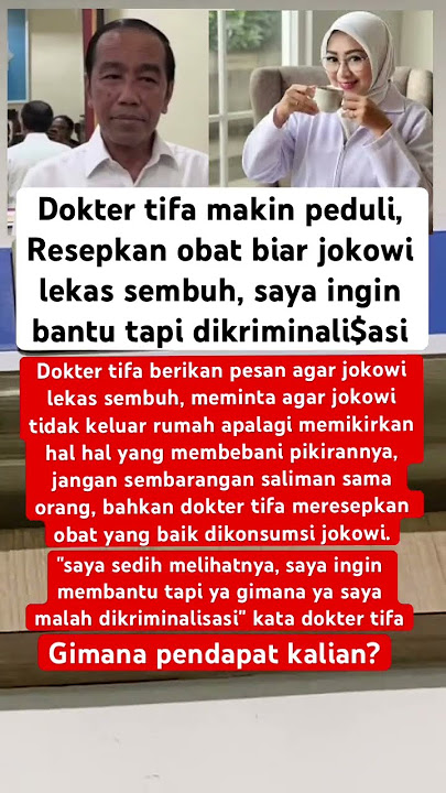 Dokter tifa Resepkan obat untuk jokowi biar lekas sembuh, #shorts #viralvideo #fyp