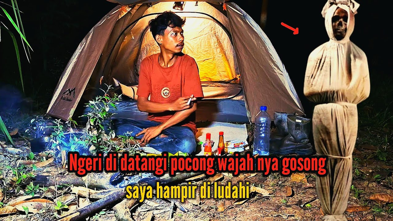 CAMPING HOROR‼️ SAYA HAMPIR DI LUDAHI SOSOK POCONG DI GUBUK ANGKER -MUKANYA GOSONG