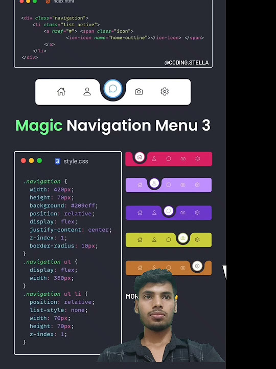 magic navigation menu HTML and CSS code - YouTube