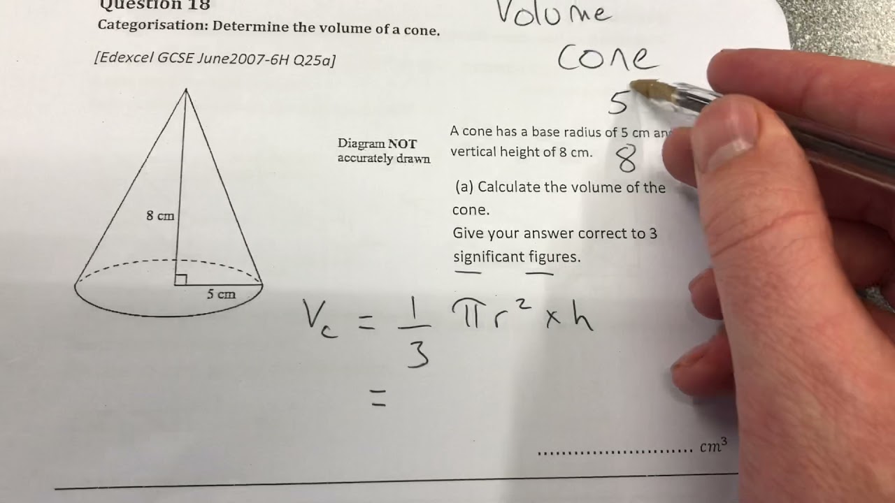 Volume of Cone GCSE exam preparation YouTube