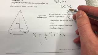Volume of Cone GCSE exam preparation