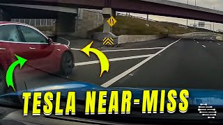 Tesla Driver Nearly Causes a Near Collision in Turn Lane