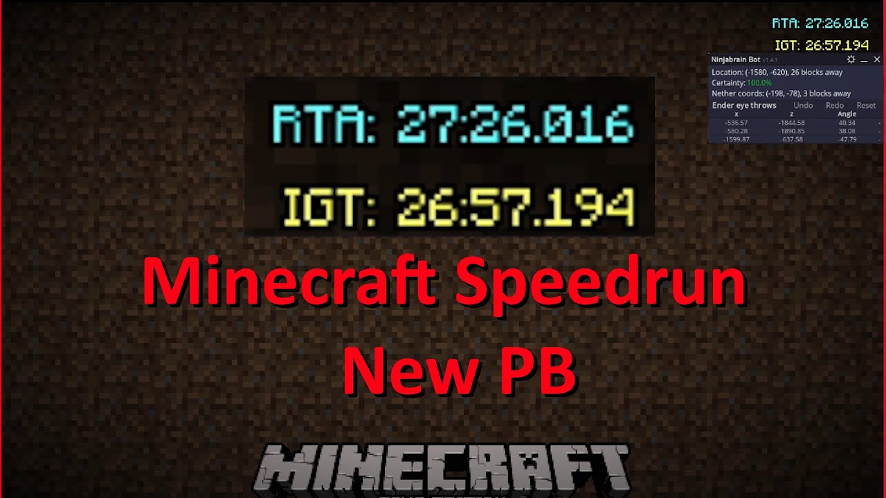 26:57 New Minecraft Speedrun PB | any% glitchless random seed - YouTube