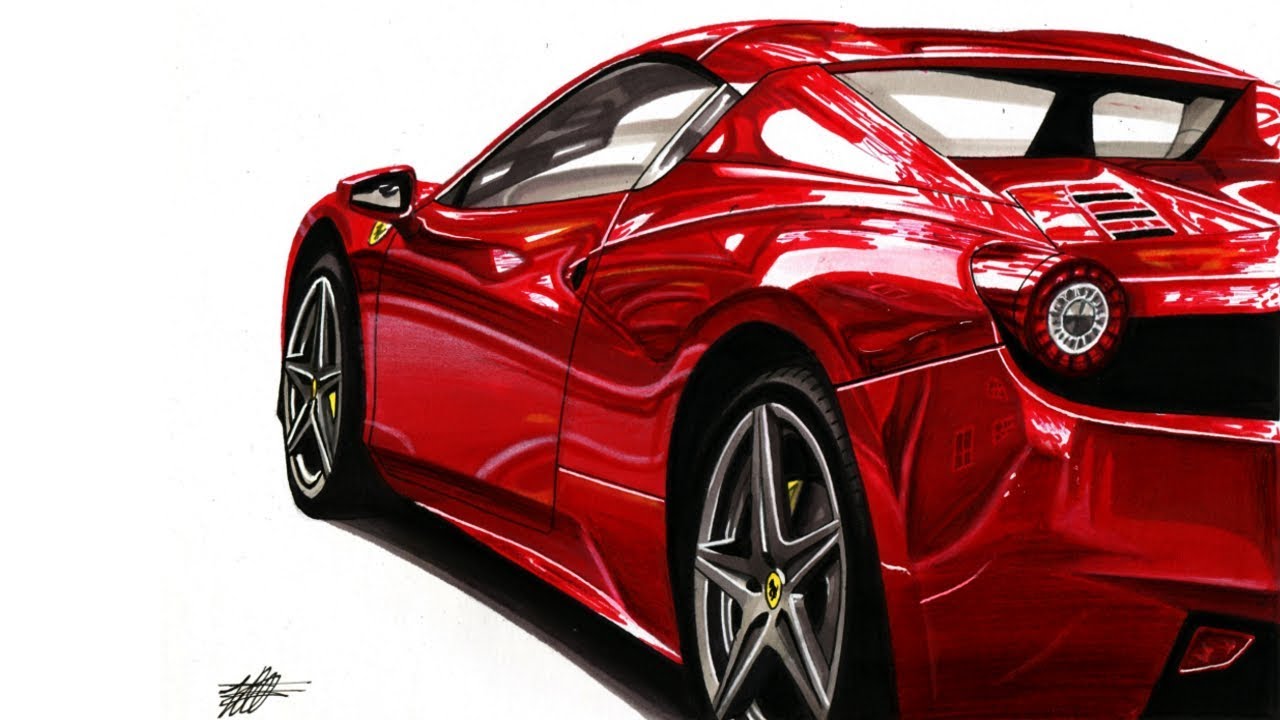 Ferrari 458 Spider Drawing - allie baxter