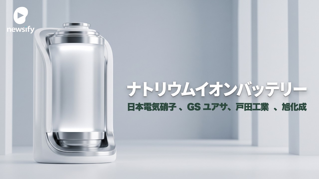 ナトリウムイオンバッテリー（ナトリウムイオン電池：NIB） 日本電気硝子 (5214)、GSユアサ (6674)、戸田工業 (4100) 、旭化成 (3407)