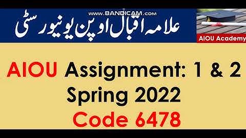 AIOU Code 6478-1 & 2 Solved Assignments Spring 2022