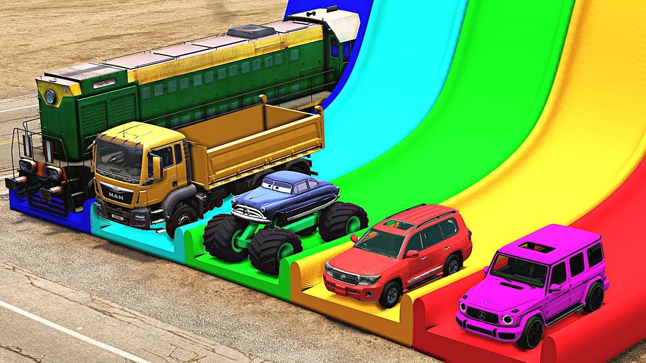 Flatbed Truck McQueen | Transportation with Truck - Pothole vs Car #41 | BeamNG.Drive Gameplay