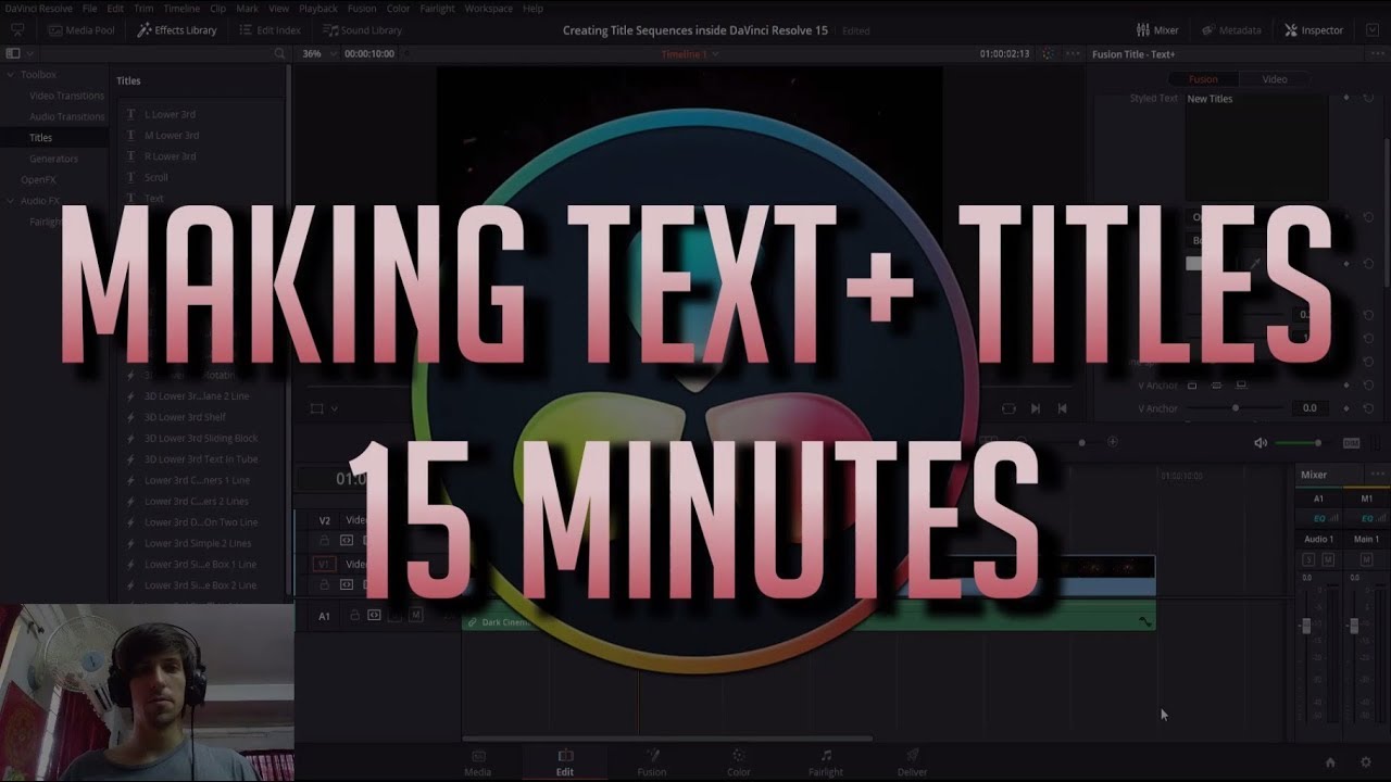 davinci resolve 15 text free set