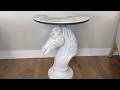 Hawokora Horse Head Side Table | 18" Round Faux Marble Top End Table