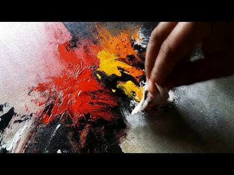 Acrylic abstract painting demonstration #Palette knife blending 