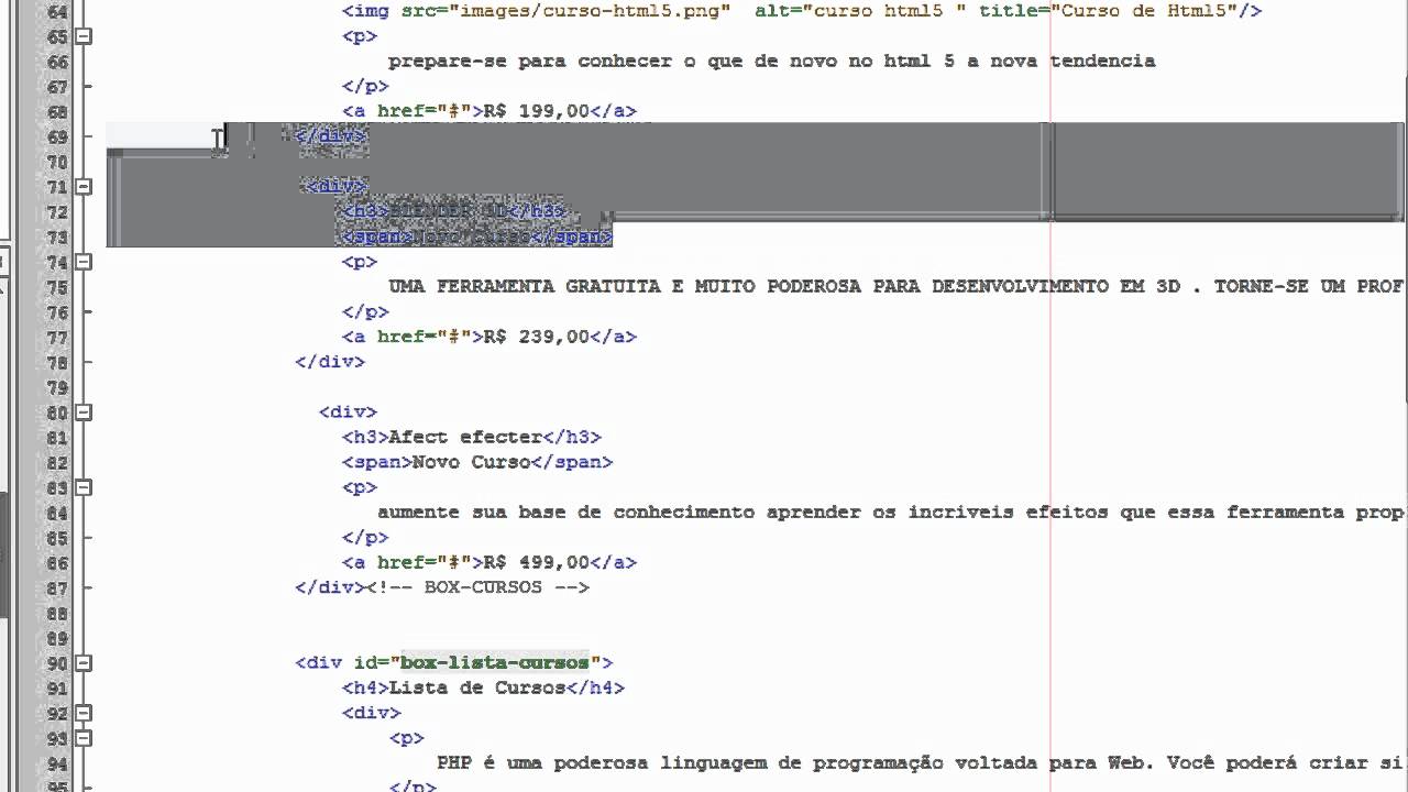Curso de Css - Template 5 - criando html - YouTube