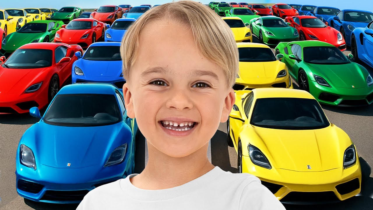 Дети играют в ролевые игры с 50 игрушечными машинками