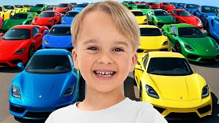 Crianças brincam de faz de conta com 50 carrinhos