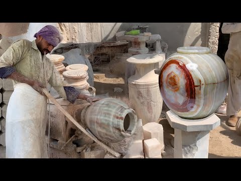 ONYX Marble Stone Turning into a Vintage Vase || Handcrafted Vintage ONYX Marble Stone Vase