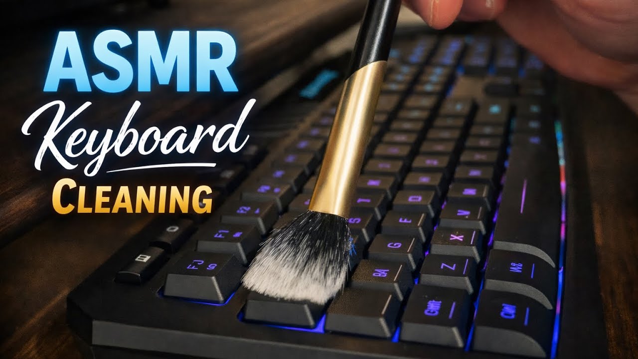 Asmr Up Close Cleaning my Keyboard, with Gentle Words & Touches￼