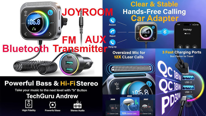 Trasmettitore Joyroom Bluetooth AUX (trasmettitore / ricevitore) per auto,  TV grigio (JR-CB2) - ✓
