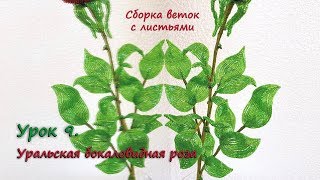 Бокаловидная роза. ? Урок 9 - Сборка веток с листьями / Cup-shaped rose. Lesson 9 -Leaves assembling