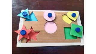 DIY chunky puzzle with cardboard | DIY shapes and color activity for kids 12 to 18 months screenshot 5