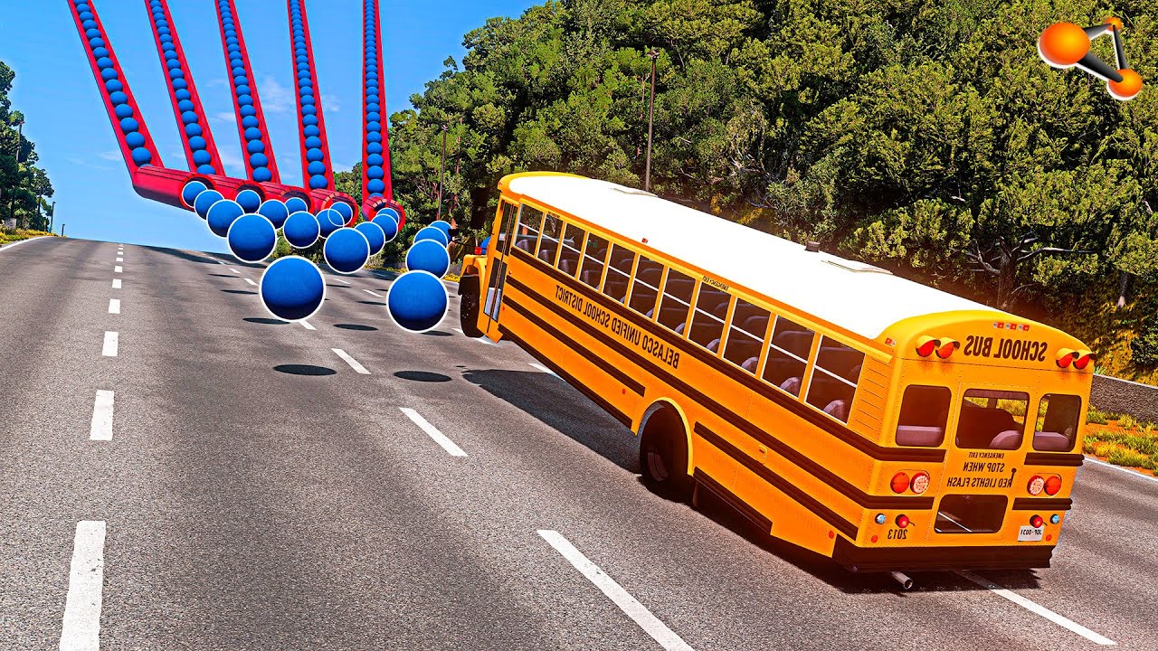 Cars VS 100 Giant Concrete Balls - BeamNG drive