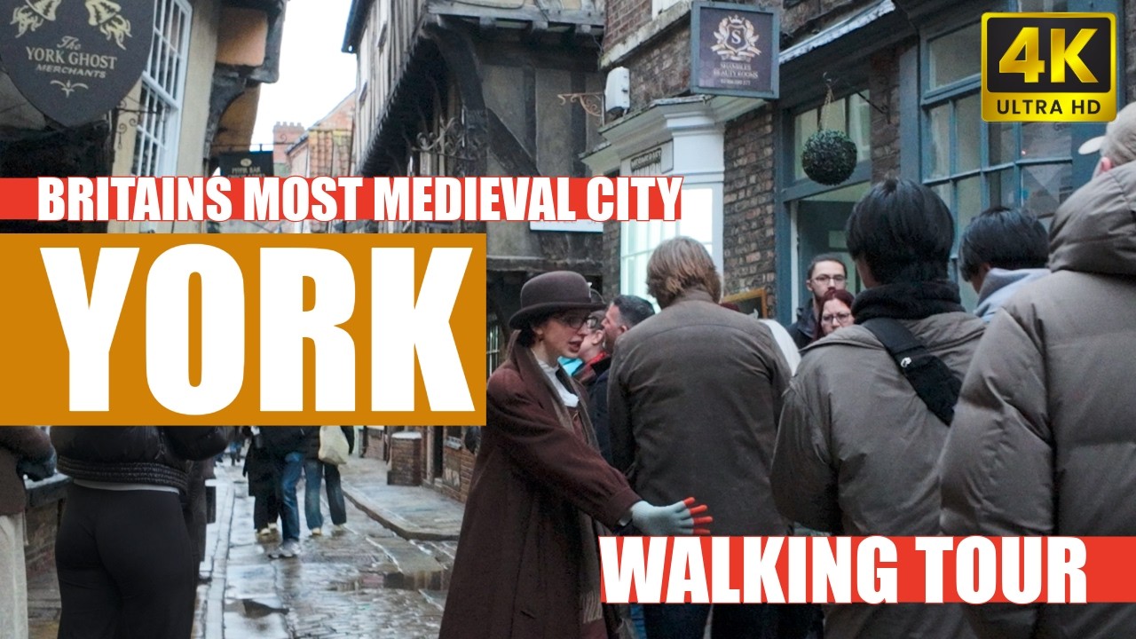 York, England Walking Tour | The Shambles Harry Potter Street, Vikings & Medieval York (4K)