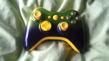 xLearyy Custom Xbox 360 Controller #1 Metalic Green To Pearl Purple 2Tone w/ Bullet Buttons
