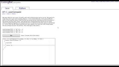 AP-1 (userCompare) JAVA Tutorial || codingbat.com