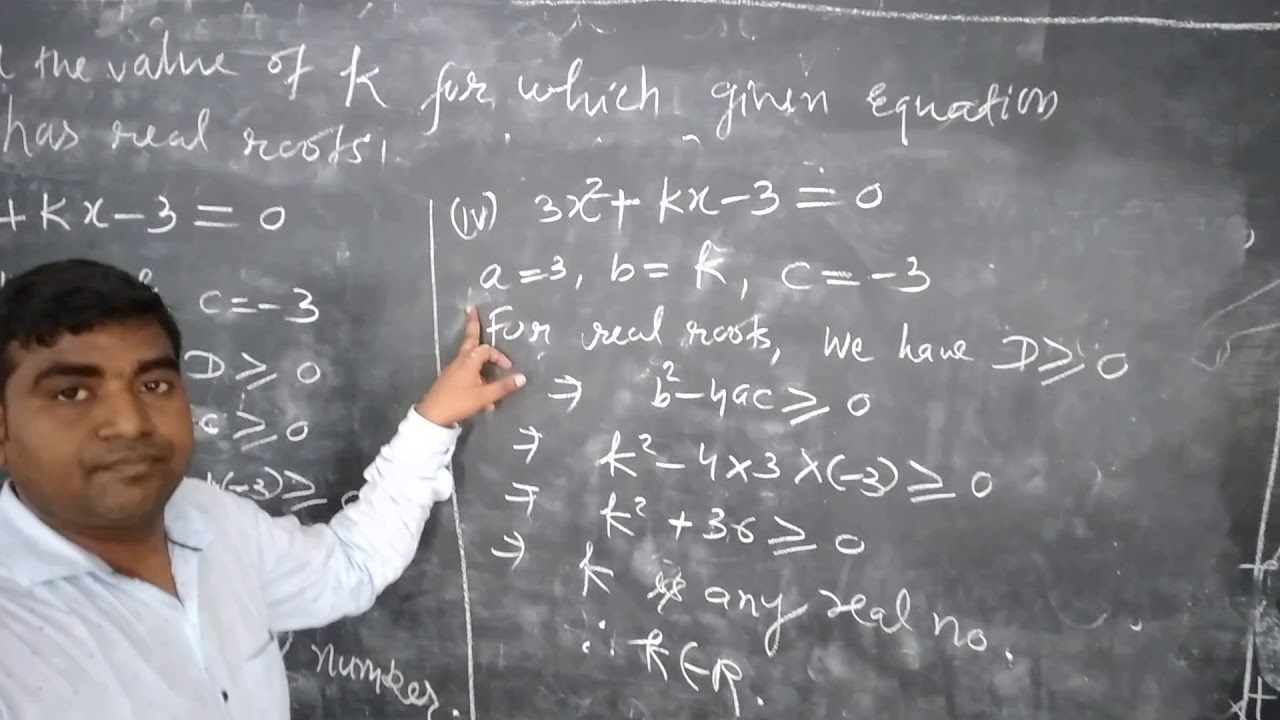 Quadratic Equation:- To find real roots for value of k. - YouTube