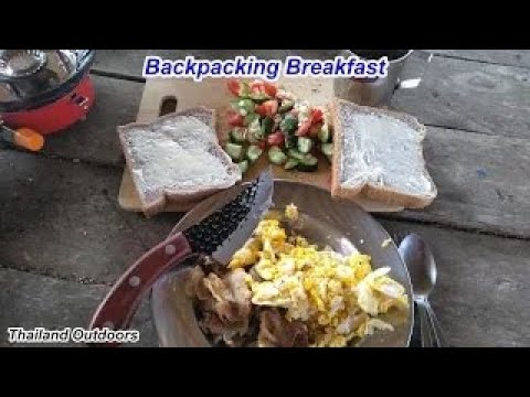 Cooking A Delicious Breakfast on a Backpacking trip with the dogs.