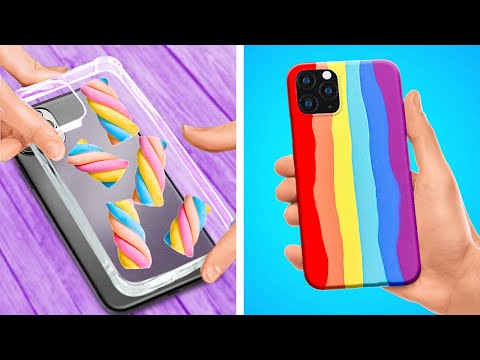 멋지고 쉬운 <strong>DIY</strong> <strong>휴대폰</strong> <strong>케이스</strong> 아이디어 🌈😍 집에서 만들 수 있는 무지개 공예품
