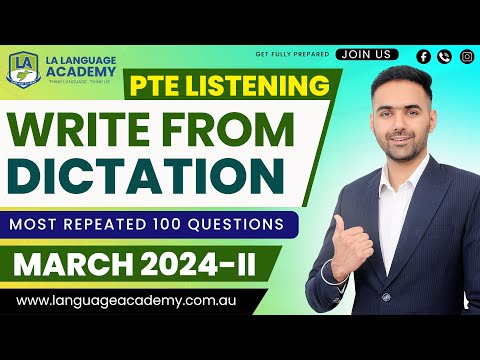 PTE Listening Write From Dictation | March 2024-II Exam Predictions | LA Language Academy PTE NAATI