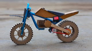 How to make Cardboard TOY Motorcycle with DC Motor - DIY cardboard Dirt bike at Home - Simple Ideas