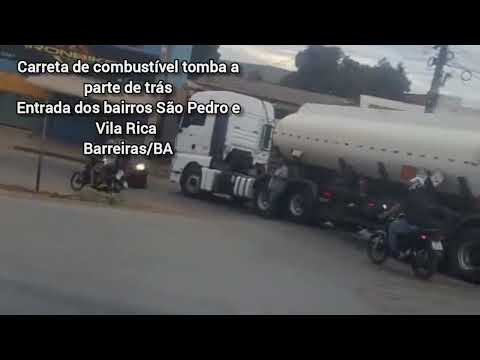 Parte de trás de carreta combustível tomba na entrada dos bairros São Pedro e Vila Rica em Barreiras