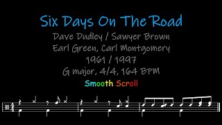 Video thumbnail of "Six Days On The Road, Chords, Lyrics and Timing"