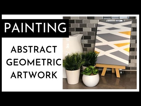 ABSTRACT GEOMETRIC PAINTING - STEP BY STEP TUTORIAL / DIY / ACRYLIC PAINT